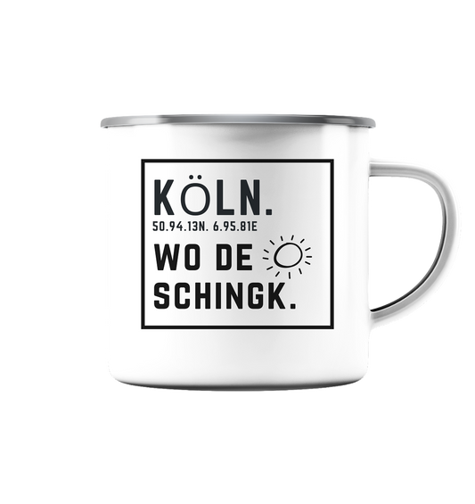 Wo de Sonn schingk - Köln Druck - Accessoires - Emaille Tasse (Silber)
