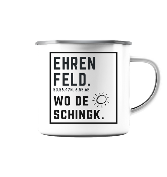 Wo de Sonn schingk - Ehrenfeld Druck - Accessoires - Emaille Tasse (Silber)