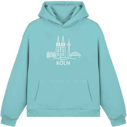 Köln Skyline (großer Druck auf der Brust) - Fluffy Boxcut Hoodie