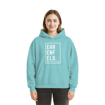 Ehrenfeld Koordinaten (großer Druck auf der Brust) - Fluffy Boxcut Hoodie