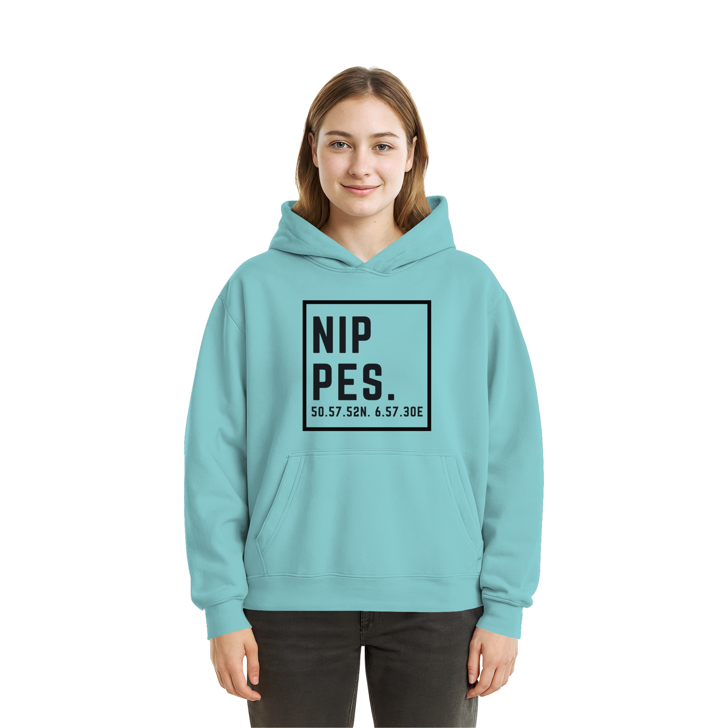 Nippes Koordinaten (großer Druck auf der Brust) - Fluffy Boxcut Hoodie