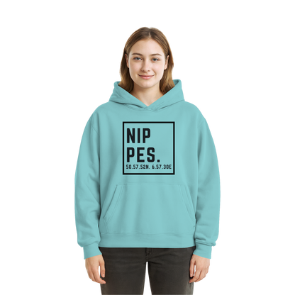 Nippes Koordinaten (großer Druck auf der Brust) - Fluffy Boxcut Hoodie