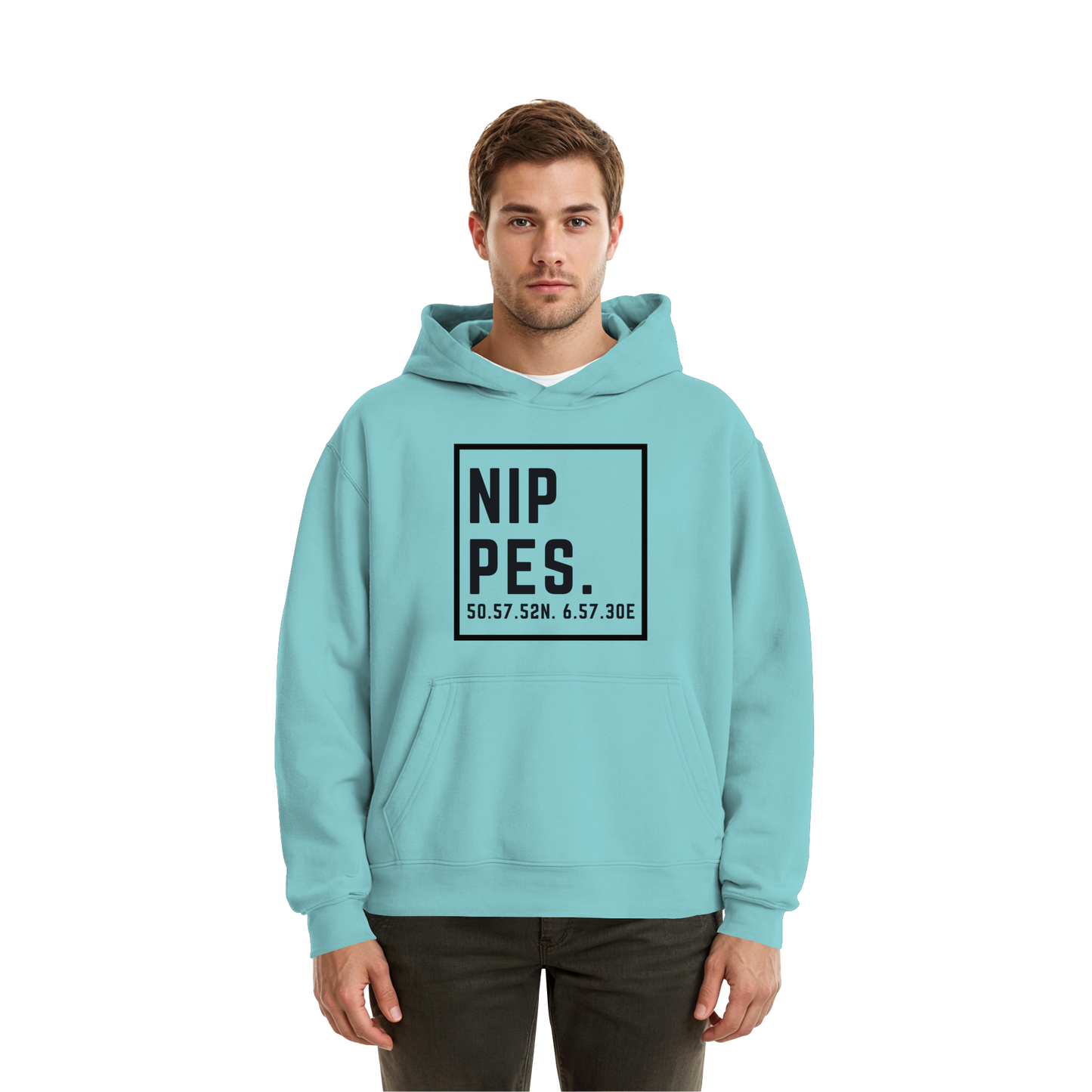 Nippes Koordinaten (großer Druck auf der Brust) - Fluffy Boxcut Hoodie