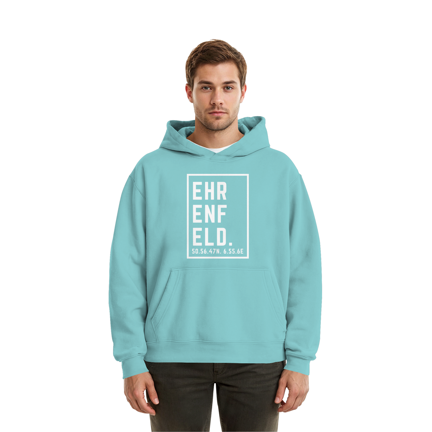 Ehrenfeld Koordinaten (großer Druck auf der Brust) - Fluffy Boxcut Hoodie
