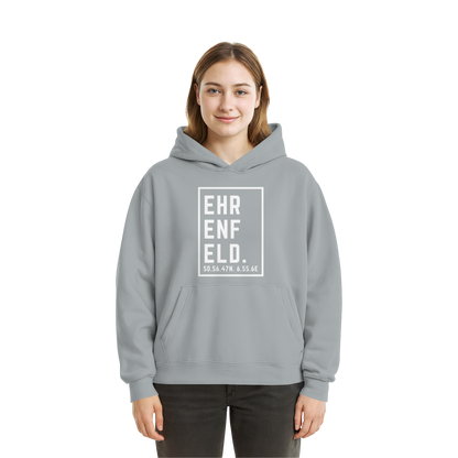 Ehrenfeld Koordinaten (großer Druck auf der Brust) - Fluffy Boxcut Hoodie