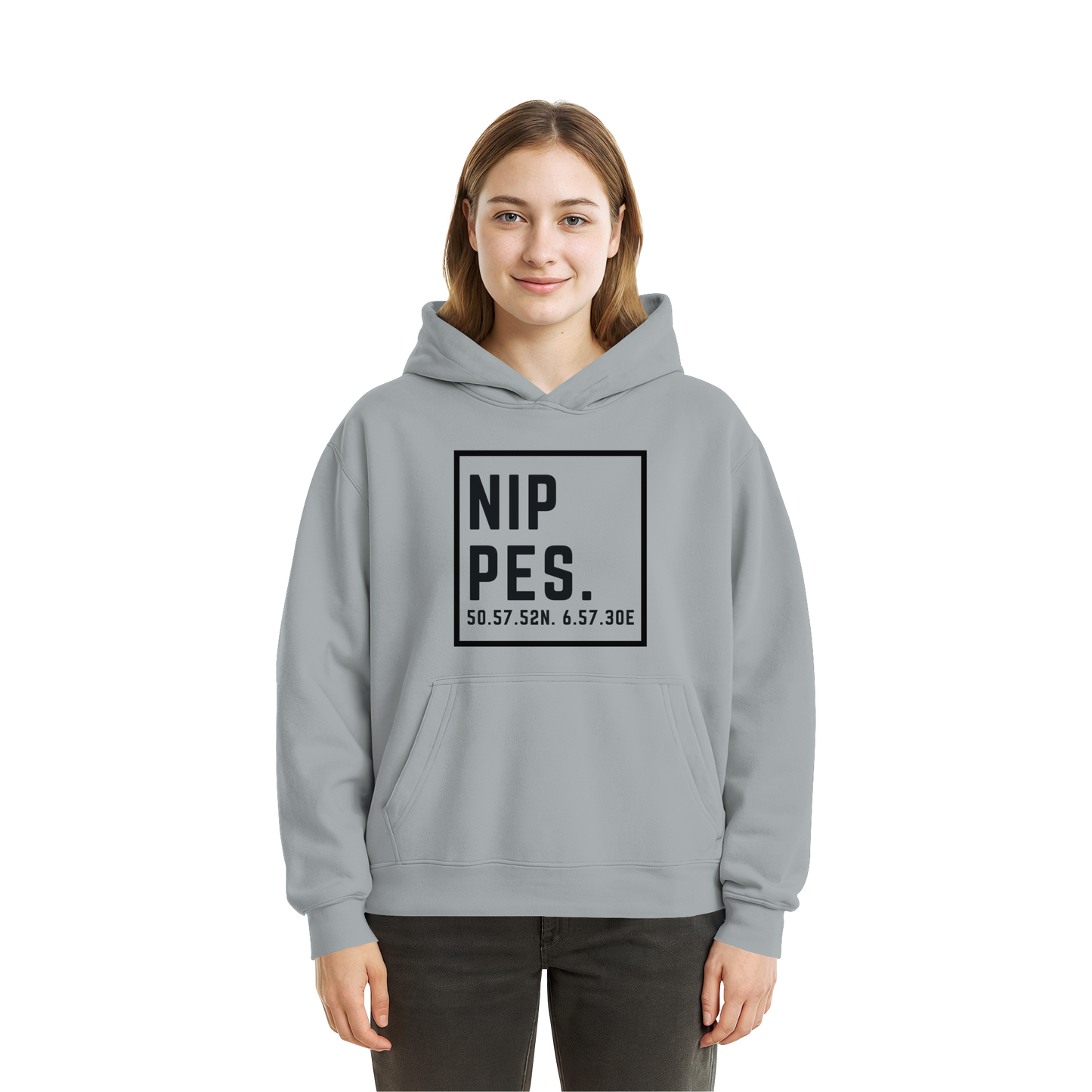 Nippes Koordinaten (großer Druck auf der Brust) - Fluffy Boxcut Hoodie