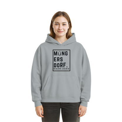 Müngersdorf Koordinaten (großer Druck auf der Brust) - Fluffy Boxcut Hoodie