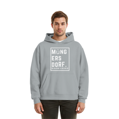 Müngersdorf Koordinaten (großer Druck auf der Brust) - Fluffy Boxcut Hoodie