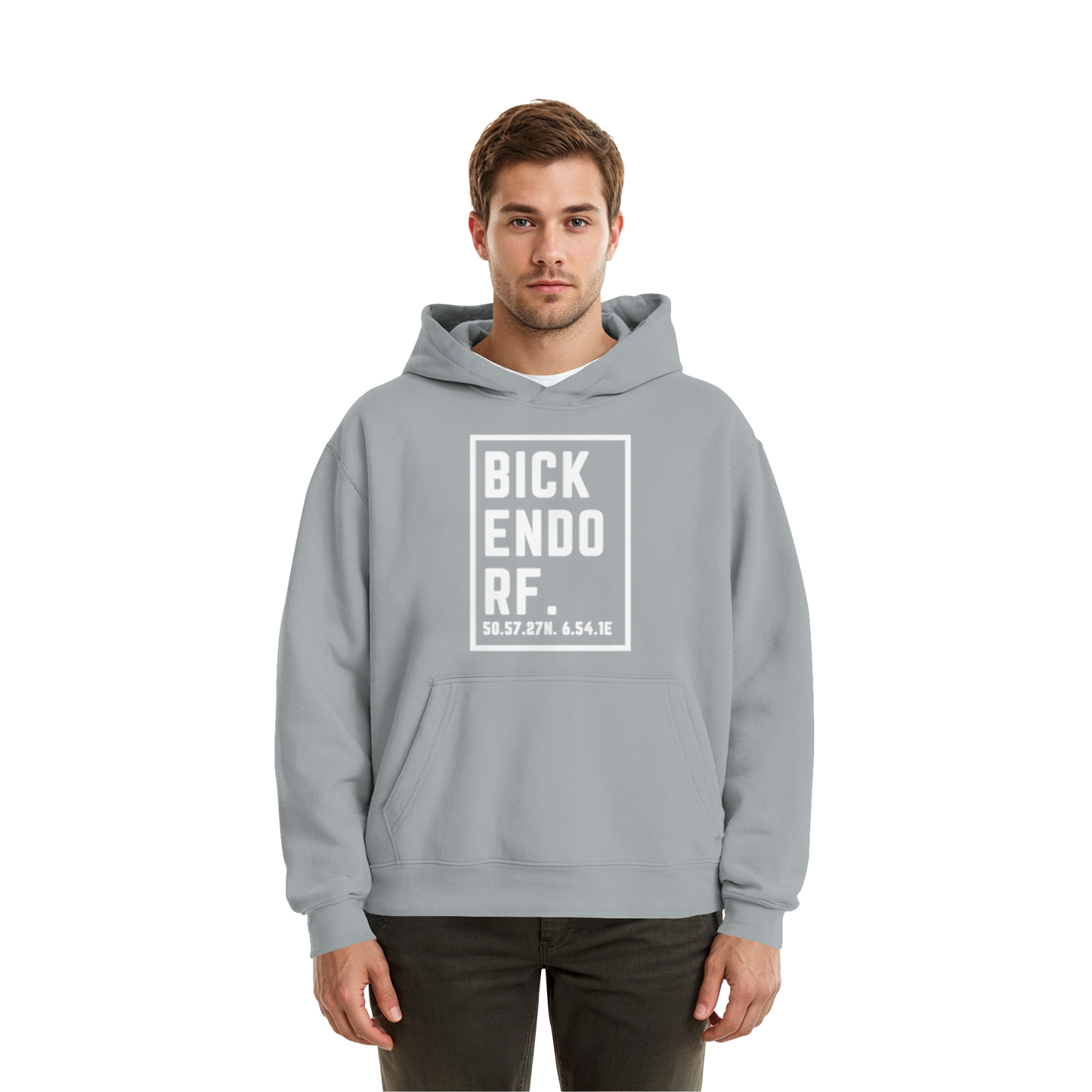 Bickendorf Koordinaten (großer Druck auf der Brust) - Fluffy Boxcut Hoodie