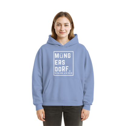 Müngersdorf Koordinaten (großer Druck auf der Brust) - Fluffy Boxcut Hoodie