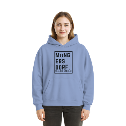 Müngersdorf Koordinaten (großer Druck auf der Brust) - Fluffy Boxcut Hoodie