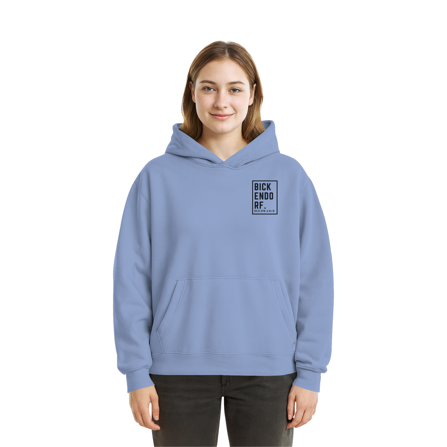 Bickendorf Koordinaten (kleiner Druck auf der Brust) - Fluffy Boxcut Hoodie