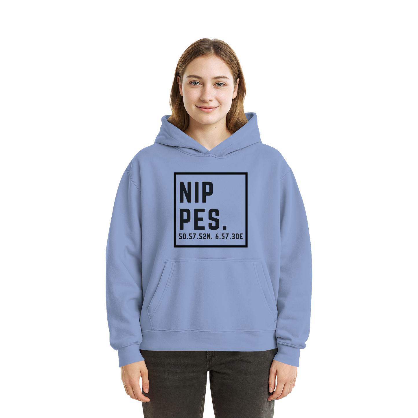 Nippes Koordinaten (großer Druck auf der Brust) - Fluffy Boxcut Hoodie