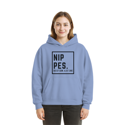 Nippes Koordinaten (großer Druck auf der Brust) - Fluffy Boxcut Hoodie