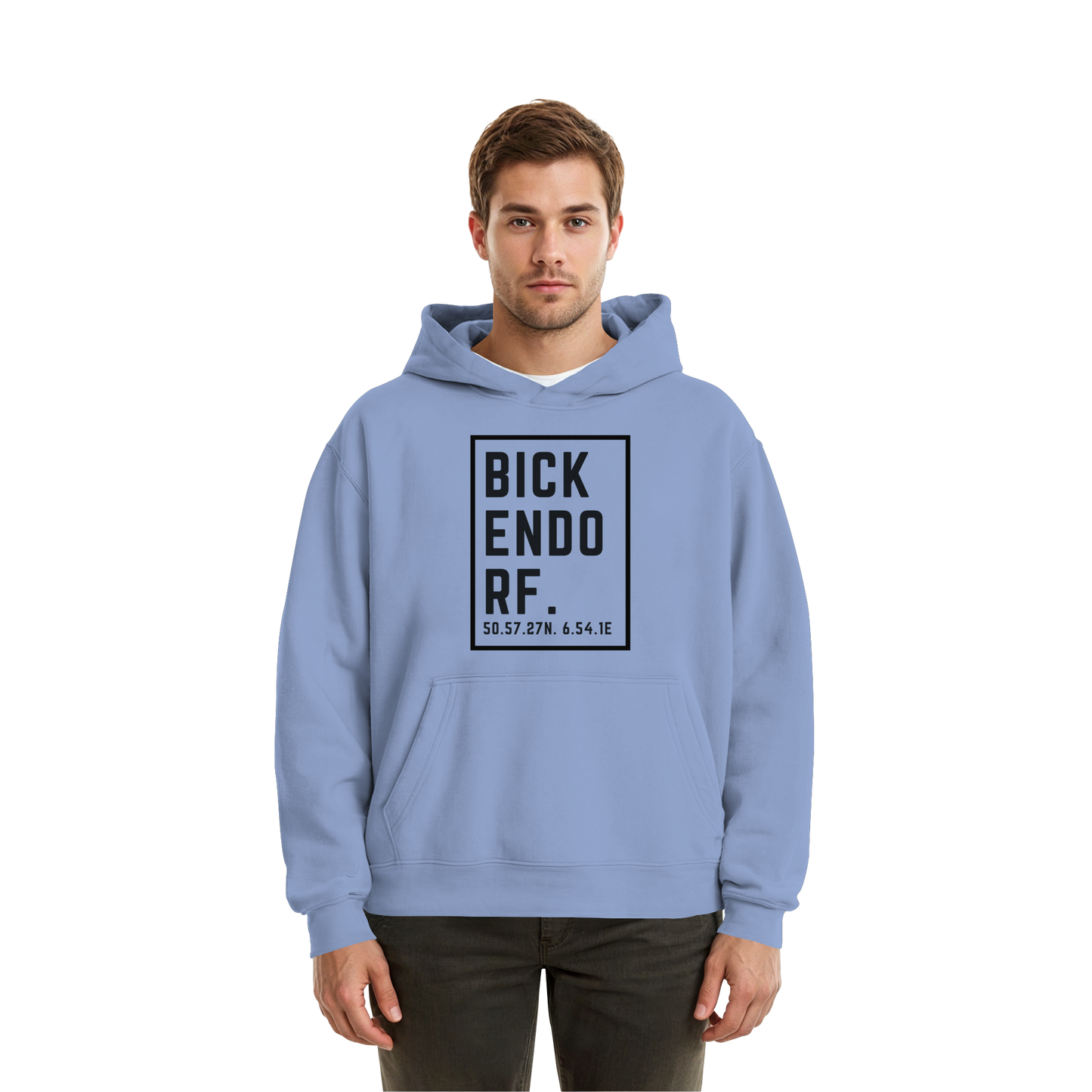 Bickendorf Koordinaten (großer Druck auf der Brust) - Fluffy Boxcut Hoodie
