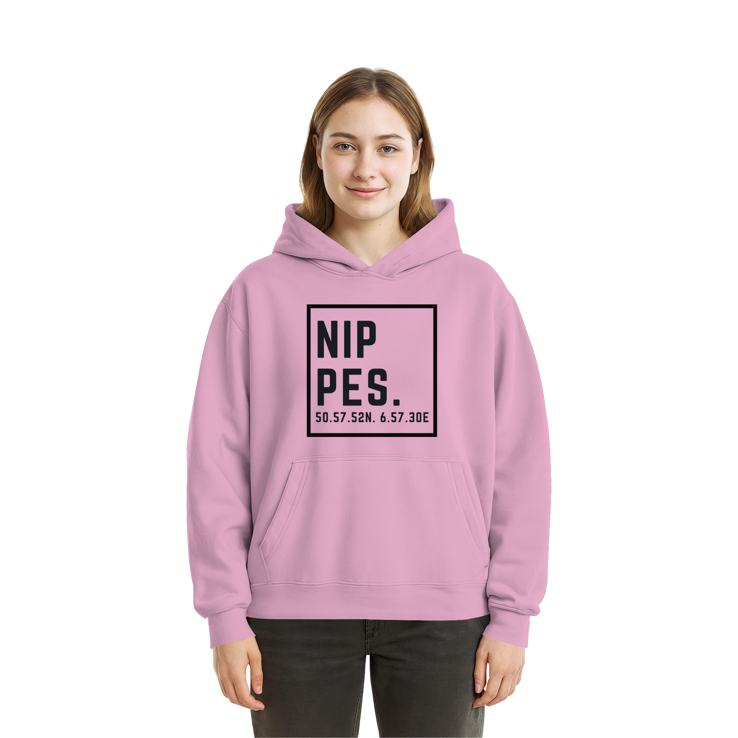 Nippes Koordinaten (großer Druck auf der Brust) - Fluffy Boxcut Hoodie