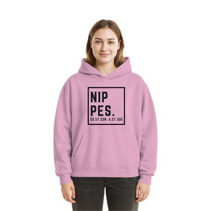 Nippes Koordinaten (großer Druck auf der Brust) - Fluffy Boxcut Hoodie