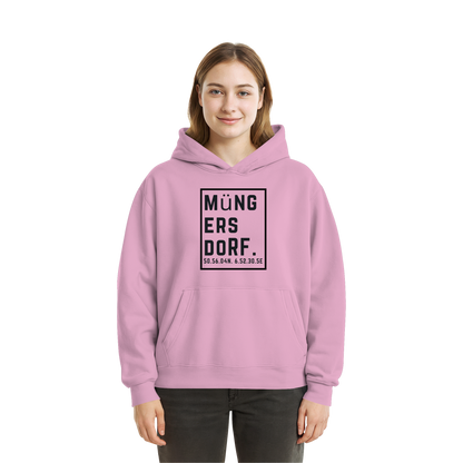 Müngersdorf Koordinaten (großer Druck auf der Brust) - Fluffy Boxcut Hoodie