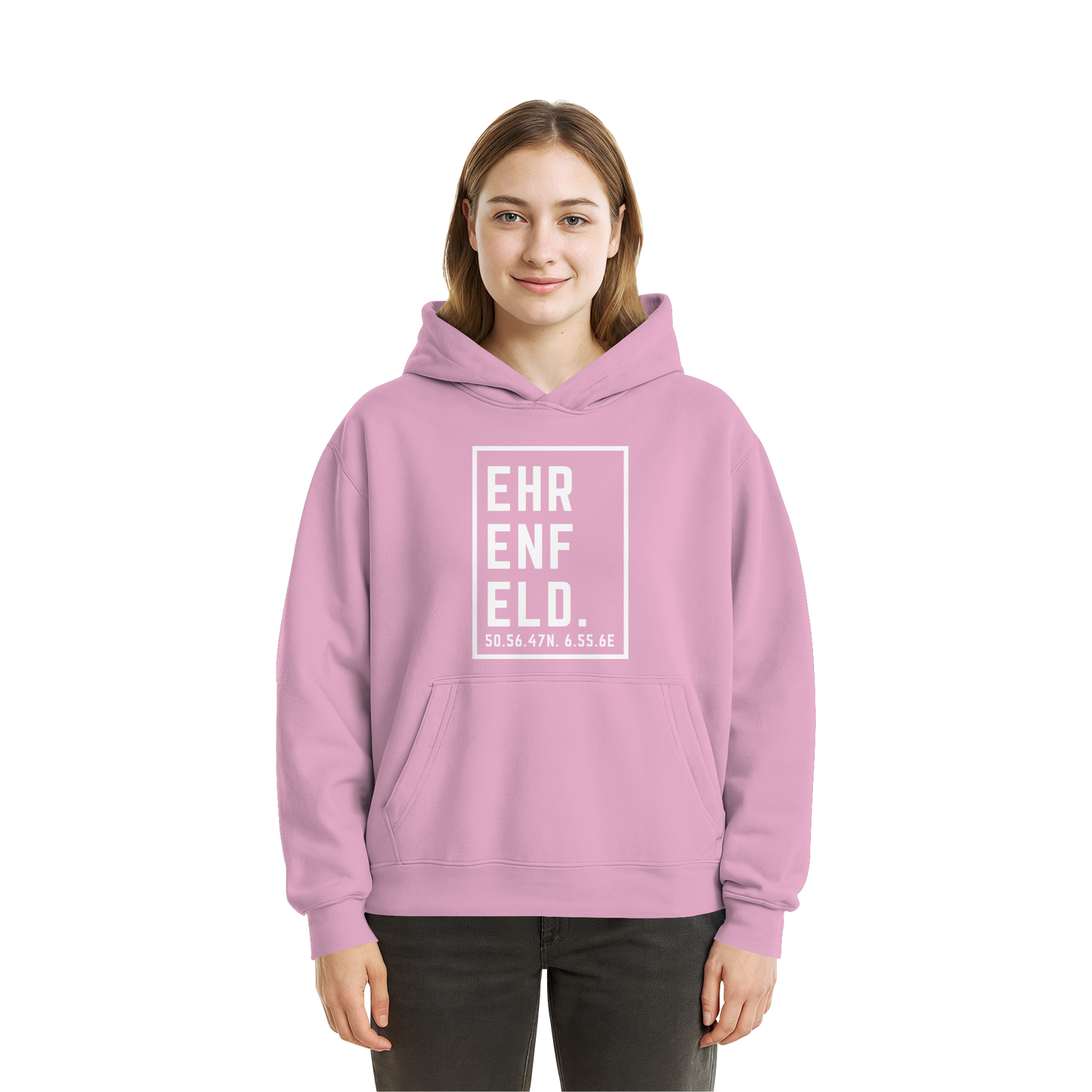 Ehrenfeld Koordinaten (großer Druck auf der Brust) - Fluffy Boxcut Hoodie