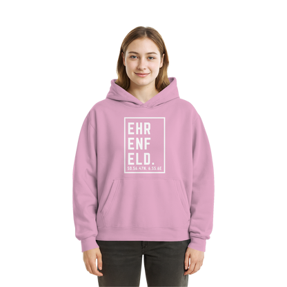 Ehrenfeld Koordinaten (großer Druck auf der Brust) - Fluffy Boxcut Hoodie