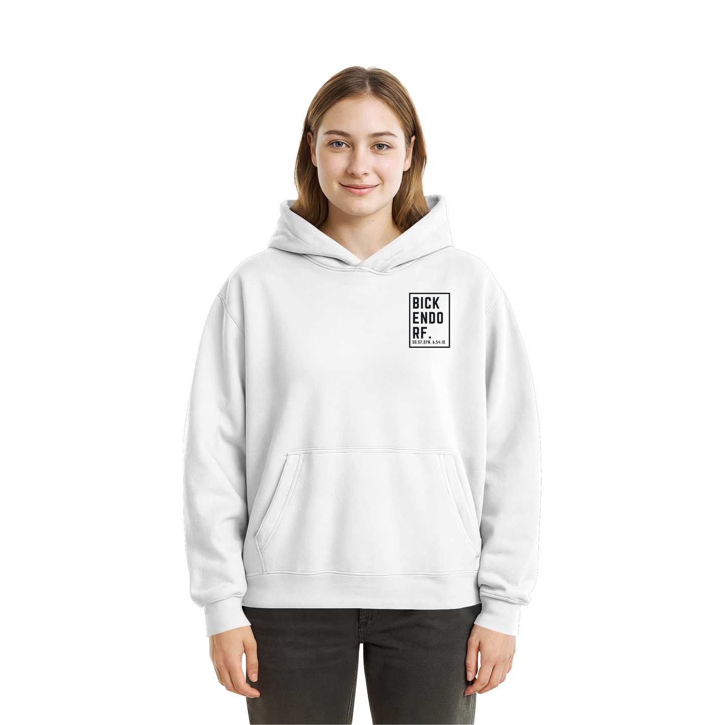 Bickendorf Koordinaten (kleiner Druck auf der Brust) - Fluffy Boxcut Hoodie