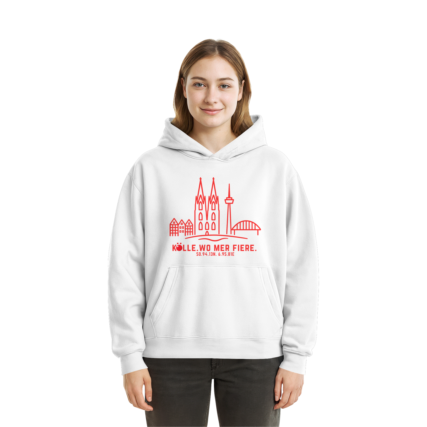 Skyline Fiere Druck  - Fluffy Boxcut Hoodie