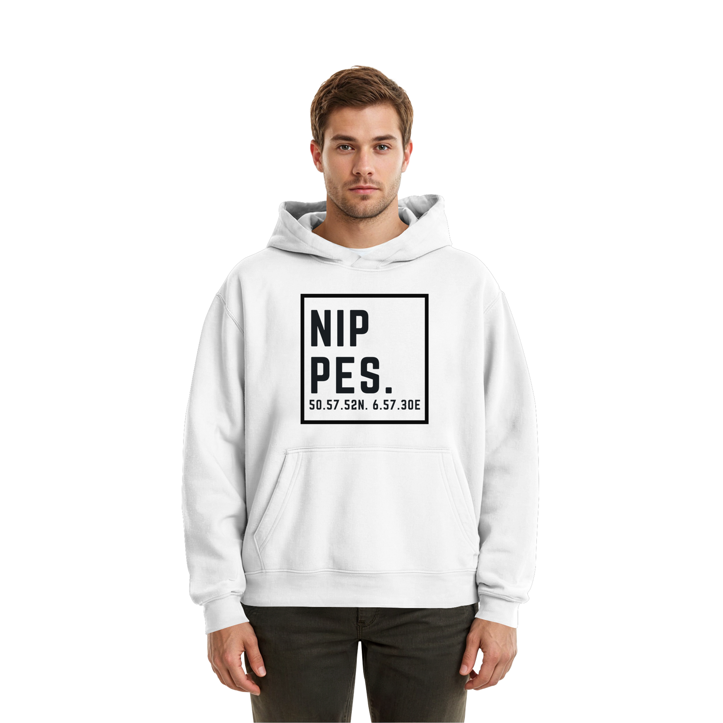 Nippes Koordinaten (großer Druck auf der Brust) - Fluffy Boxcut Hoodie