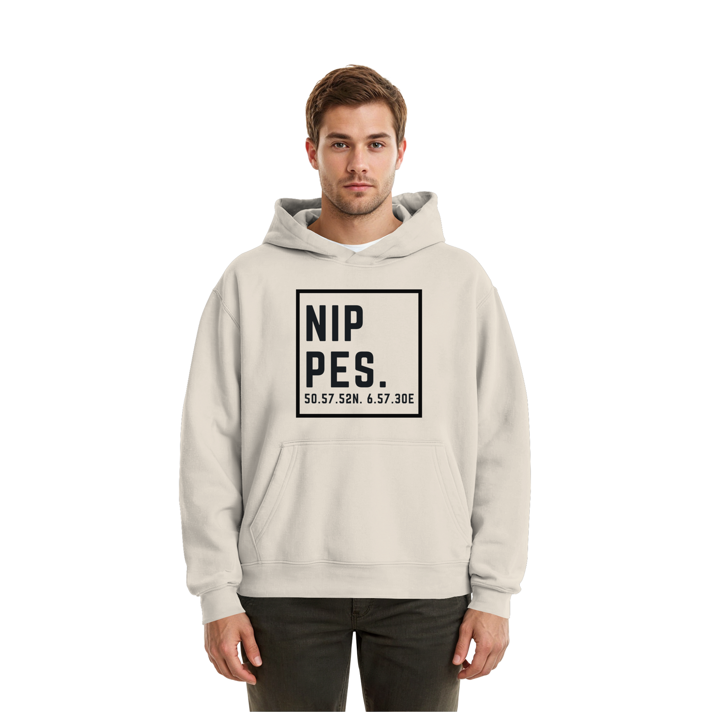 Nippes Koordinaten (großer Druck auf der Brust) - Fluffy Boxcut Hoodie