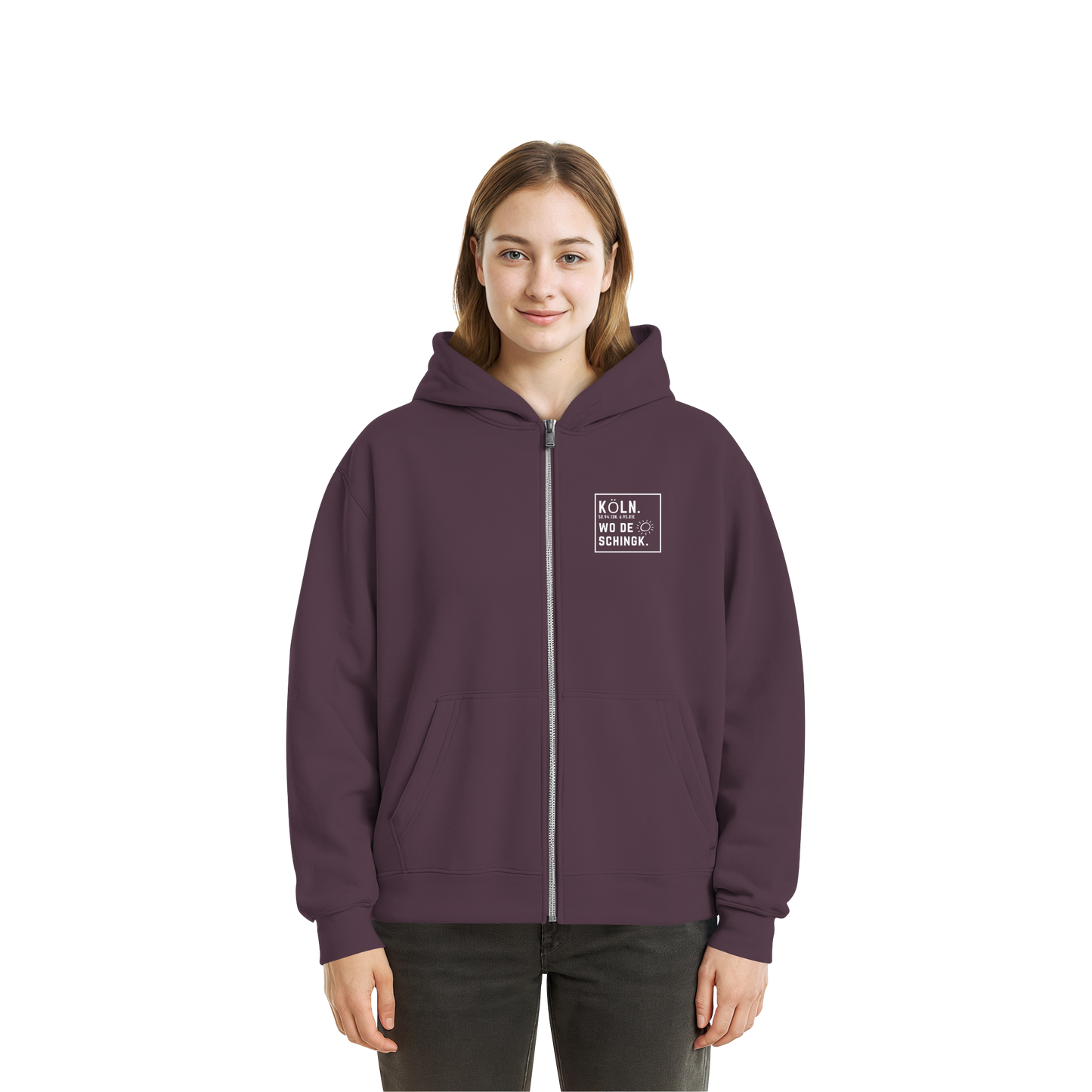 Wo de Sonn schingk - Köln Druck - Fluffy Boxcut Zipper