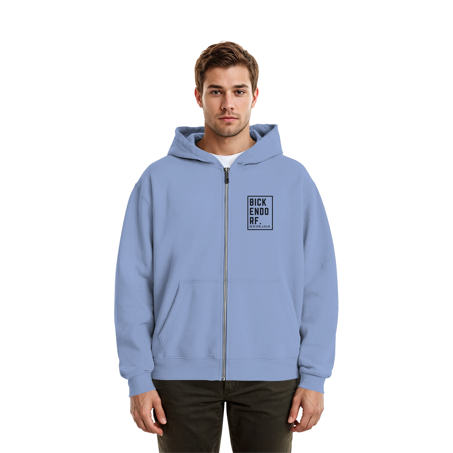 Bickendorf Koordinaten (kleiner Druck auf der Brust) - Fluffy Boxcut Zipper