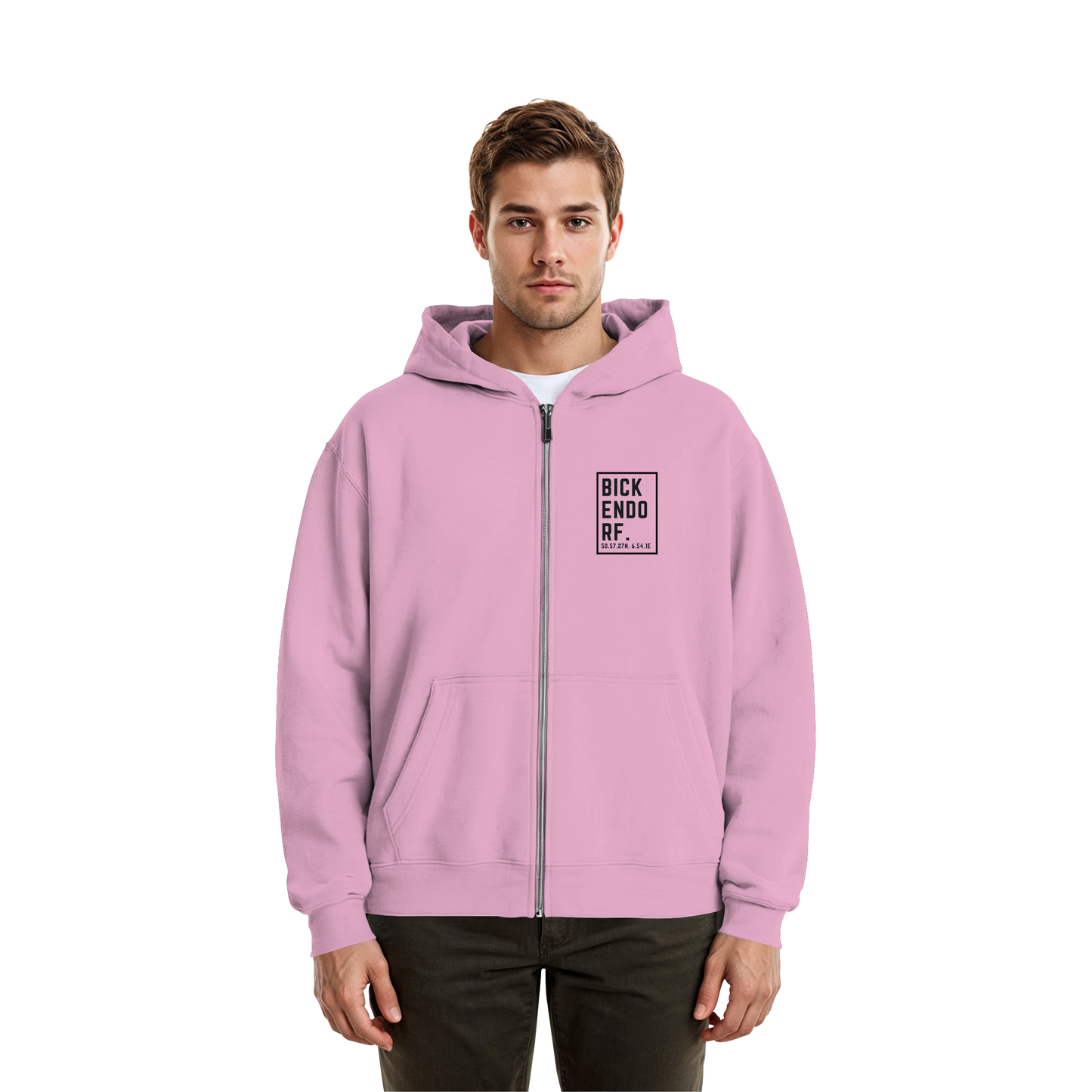Bickendorf Koordinaten (kleiner Druck auf der Brust) - Fluffy Boxcut Zipper