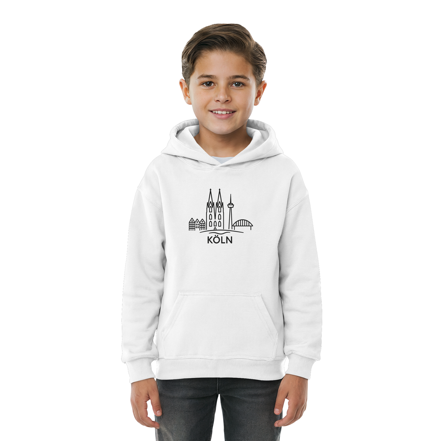 Köln Skyline (großer Druck auf der Brust) - Kids Basic Hoodie
