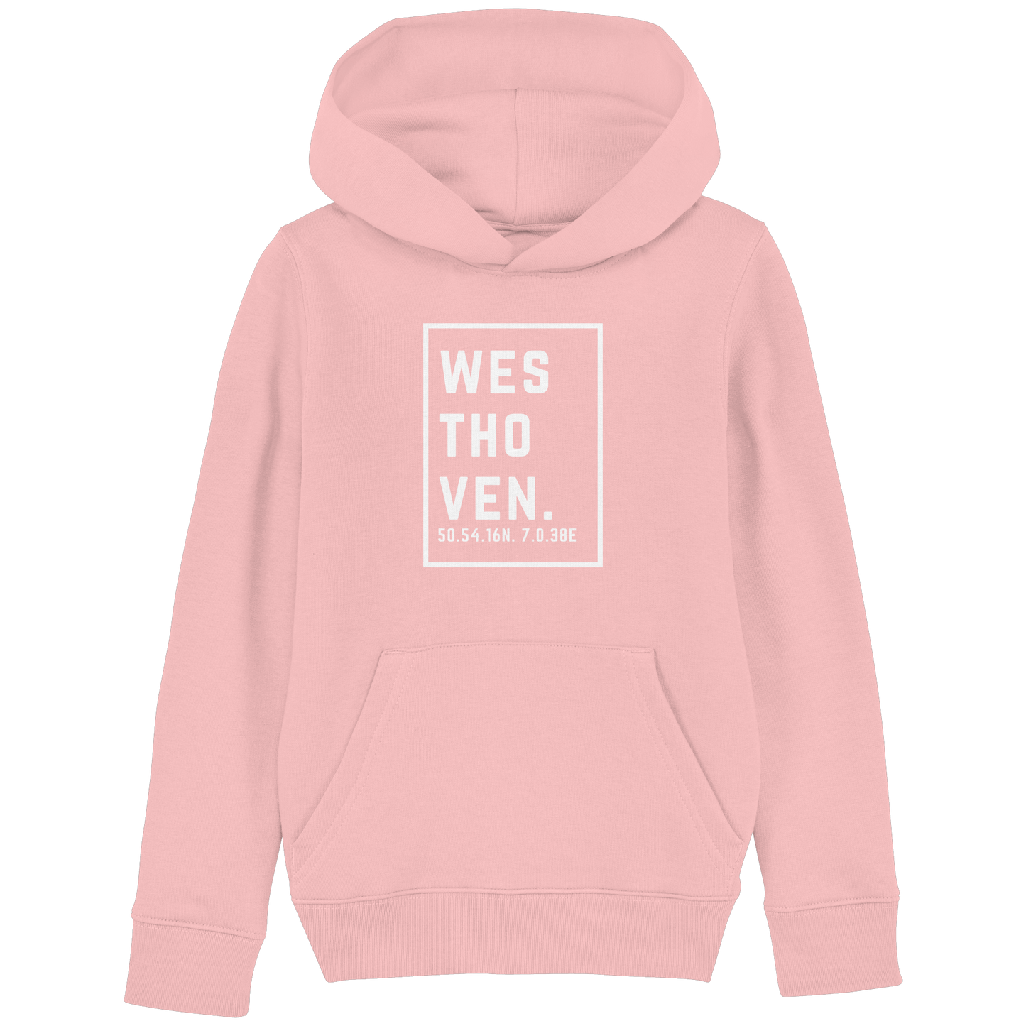 Westhoven Koordinaten (großer Druck auf der Brust) - Kids Basic Hoodie