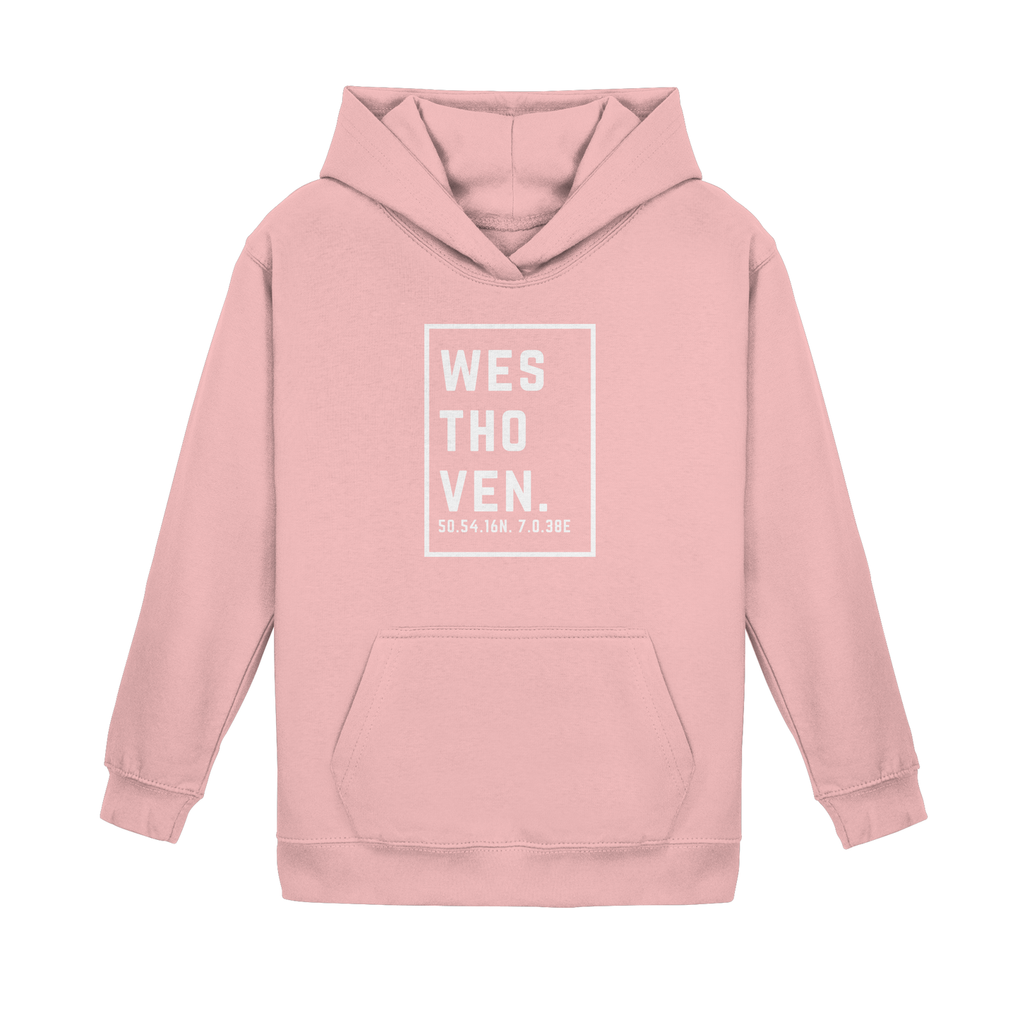 Westhoven Koordinaten (großer Druck auf der Brust) - Kids Basic Hoodie
