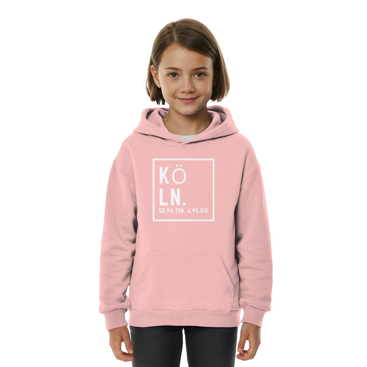 Köln Koordinaten (großer Druck auf der Brust) - Kids Basic Hoodie