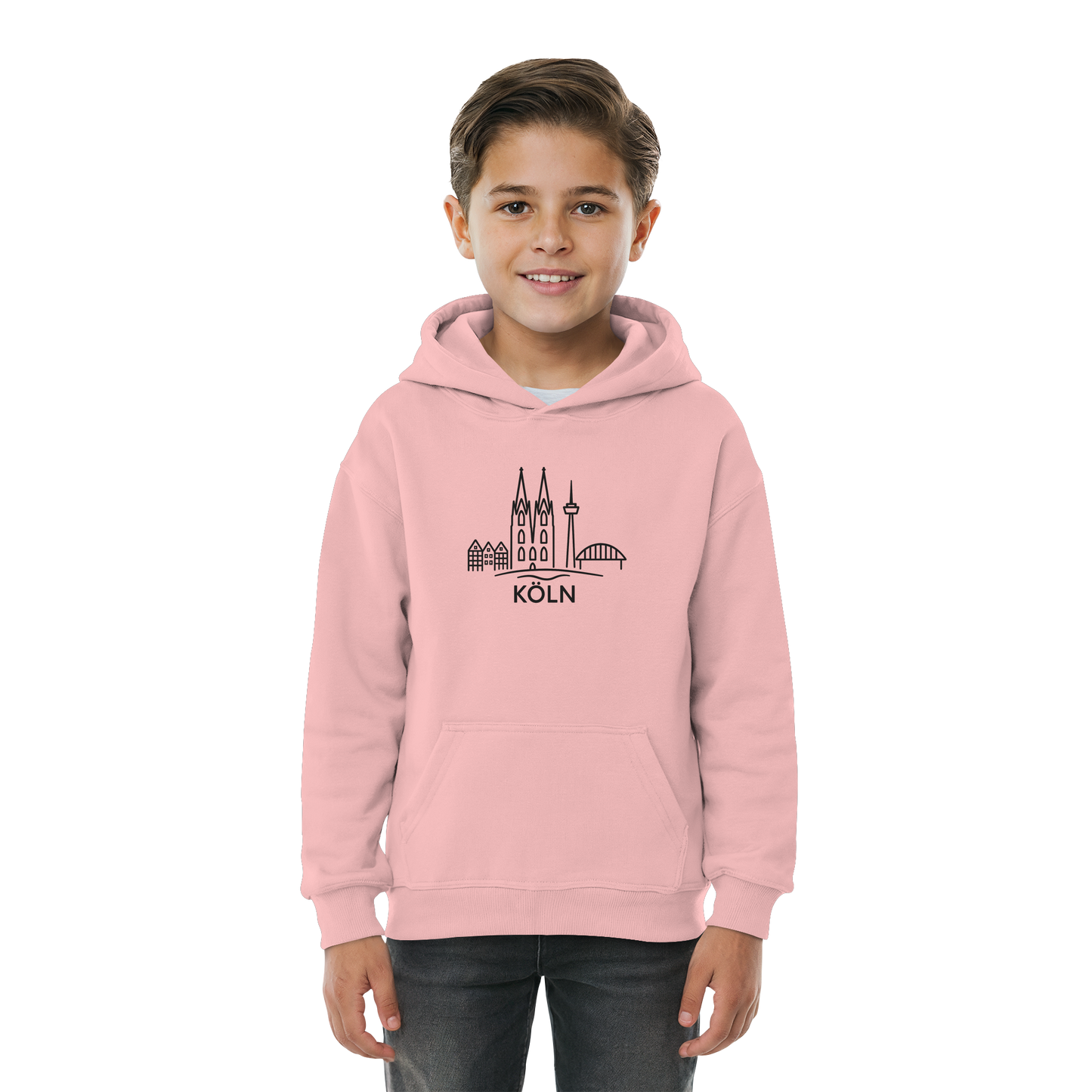 Köln Skyline (großer Druck auf der Brust) - Kids Basic Hoodie