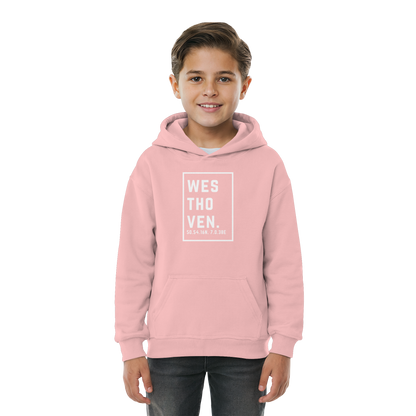 Westhoven Koordinaten (großer Druck auf der Brust) - Kids Basic Hoodie