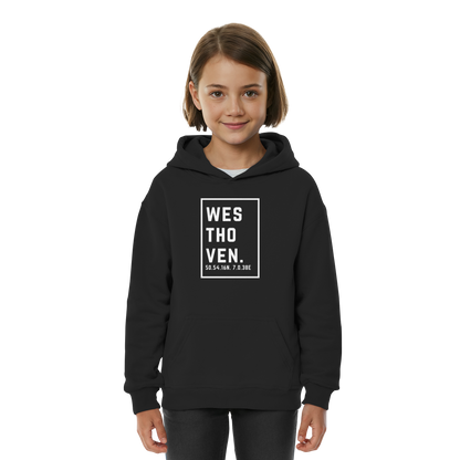 Westhoven Koordinaten (großer Druck auf der Brust) - Kids Basic Hoodie