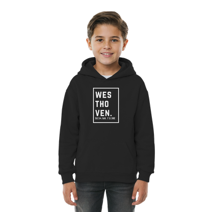 Westhoven Koordinaten (großer Druck auf der Brust) - Kids Basic Hoodie