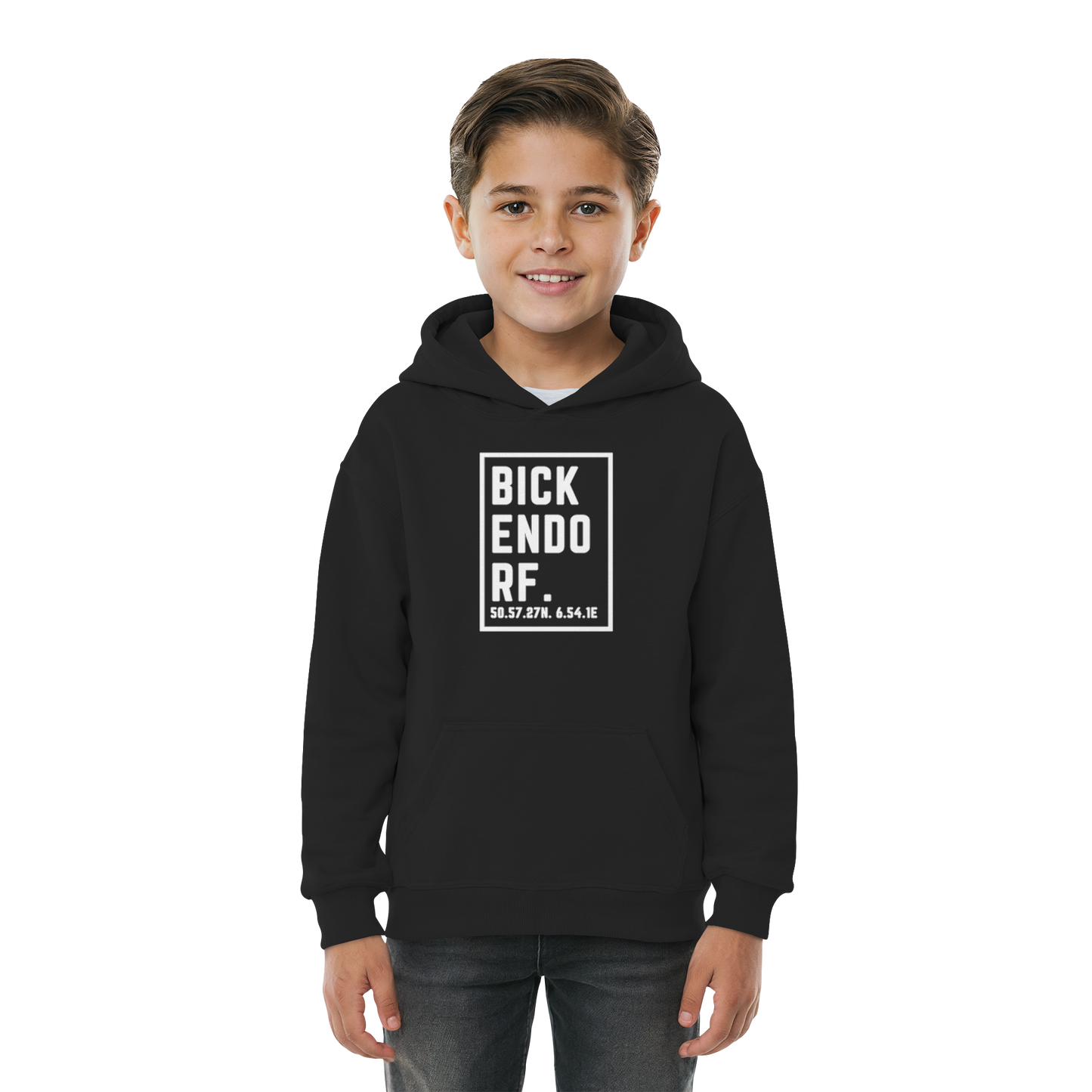 Bickendorf Koordinaten (großer Druck auf der Brust) - Kids Basic Hoodie