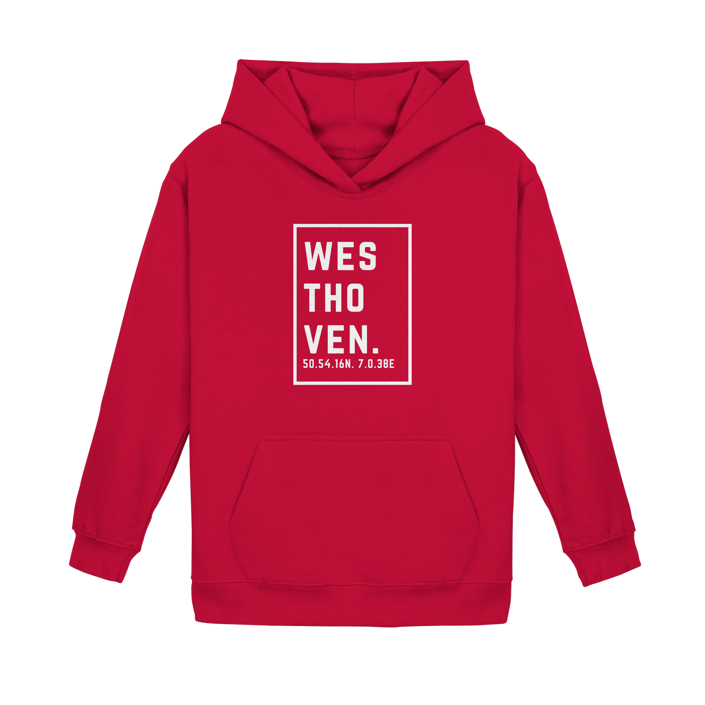 Westhoven Koordinaten (großer Druck auf der Brust) - Kids Basic Hoodie