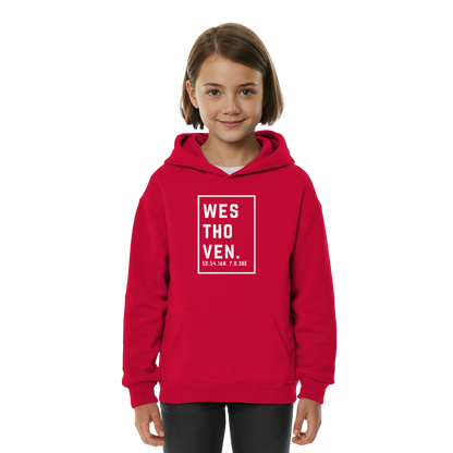 Westhoven Koordinaten (großer Druck auf der Brust) - Kids Basic Hoodie