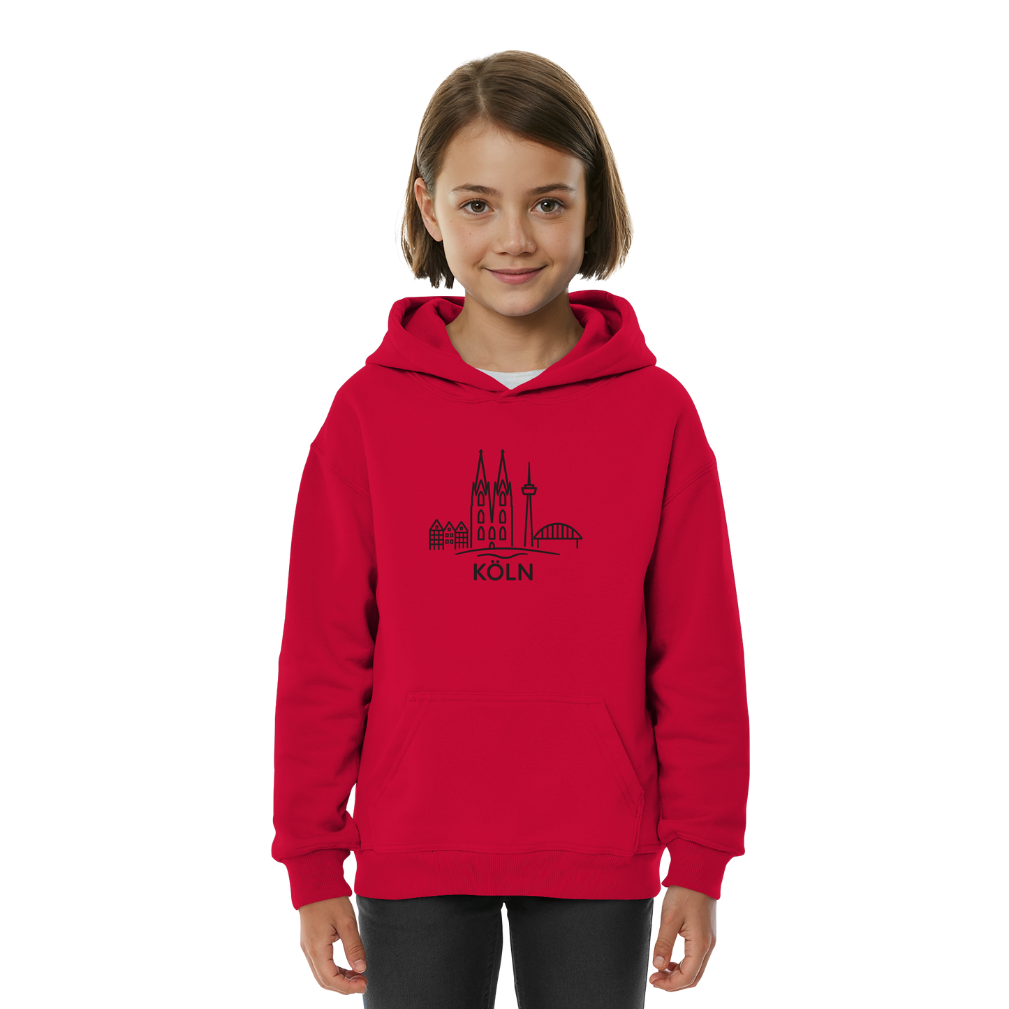 Köln Skyline (großer Druck auf der Brust) - Kids Basic Hoodie