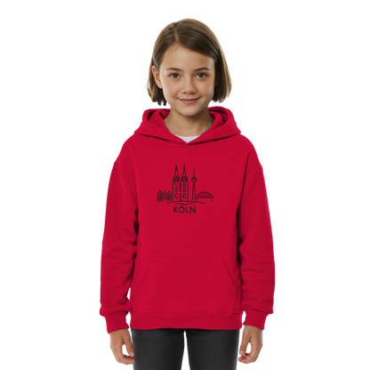 Köln Skyline (großer Druck auf der Brust) - Kids Basic Hoodie