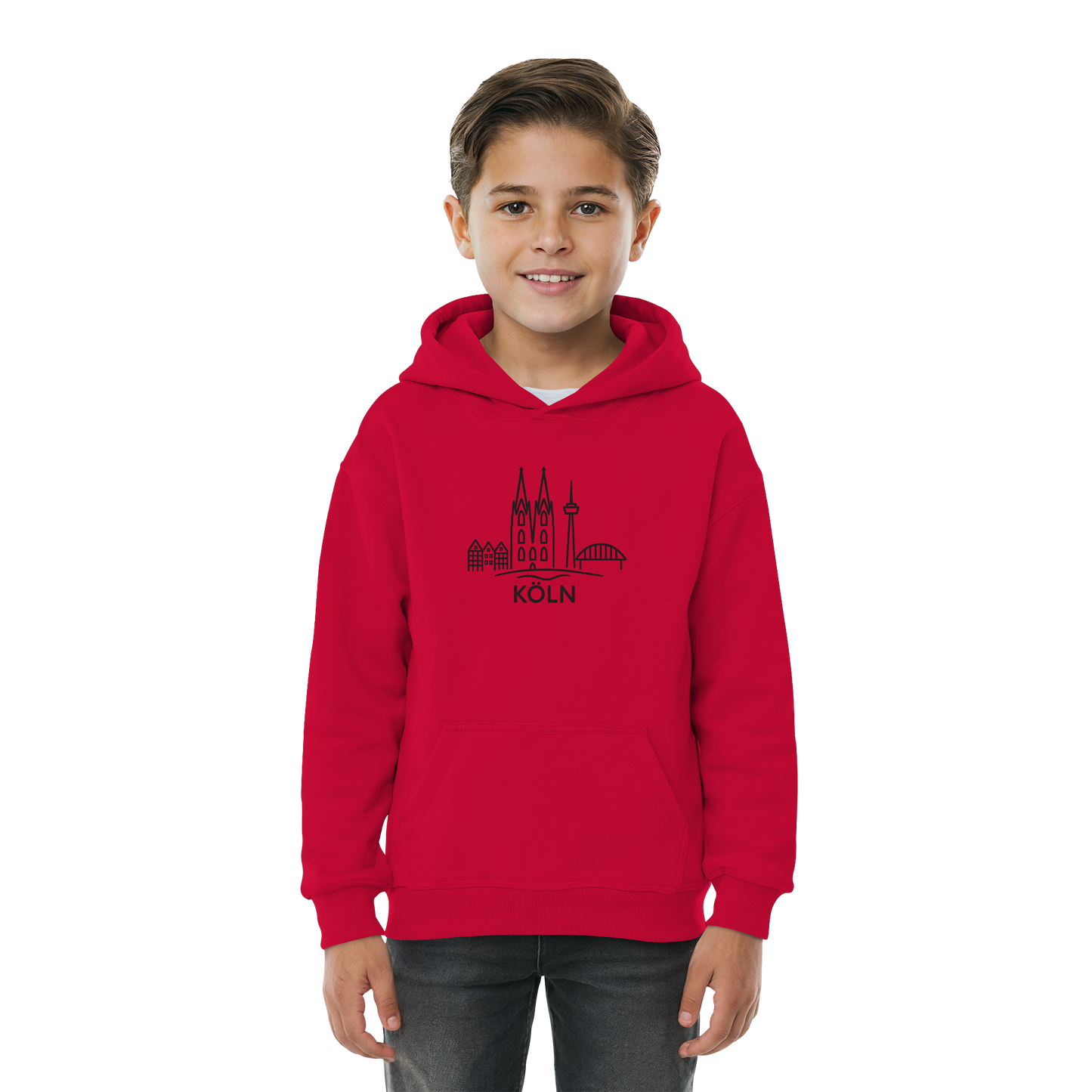 Köln Skyline (großer Druck auf der Brust) - Kids Basic Hoodie