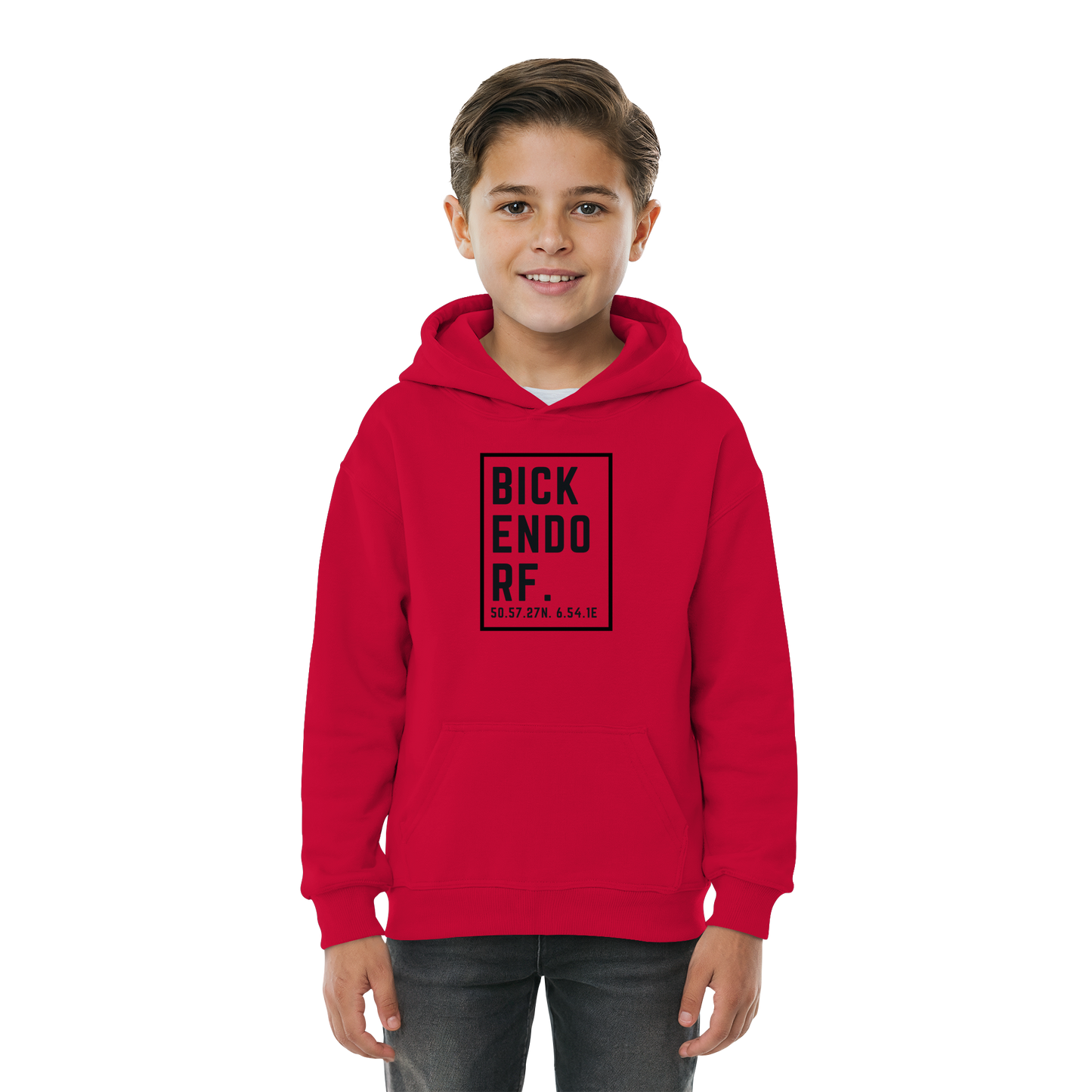 Bickendorf Koordinaten (großer Druck auf der Brust) - Kids Basic Hoodie