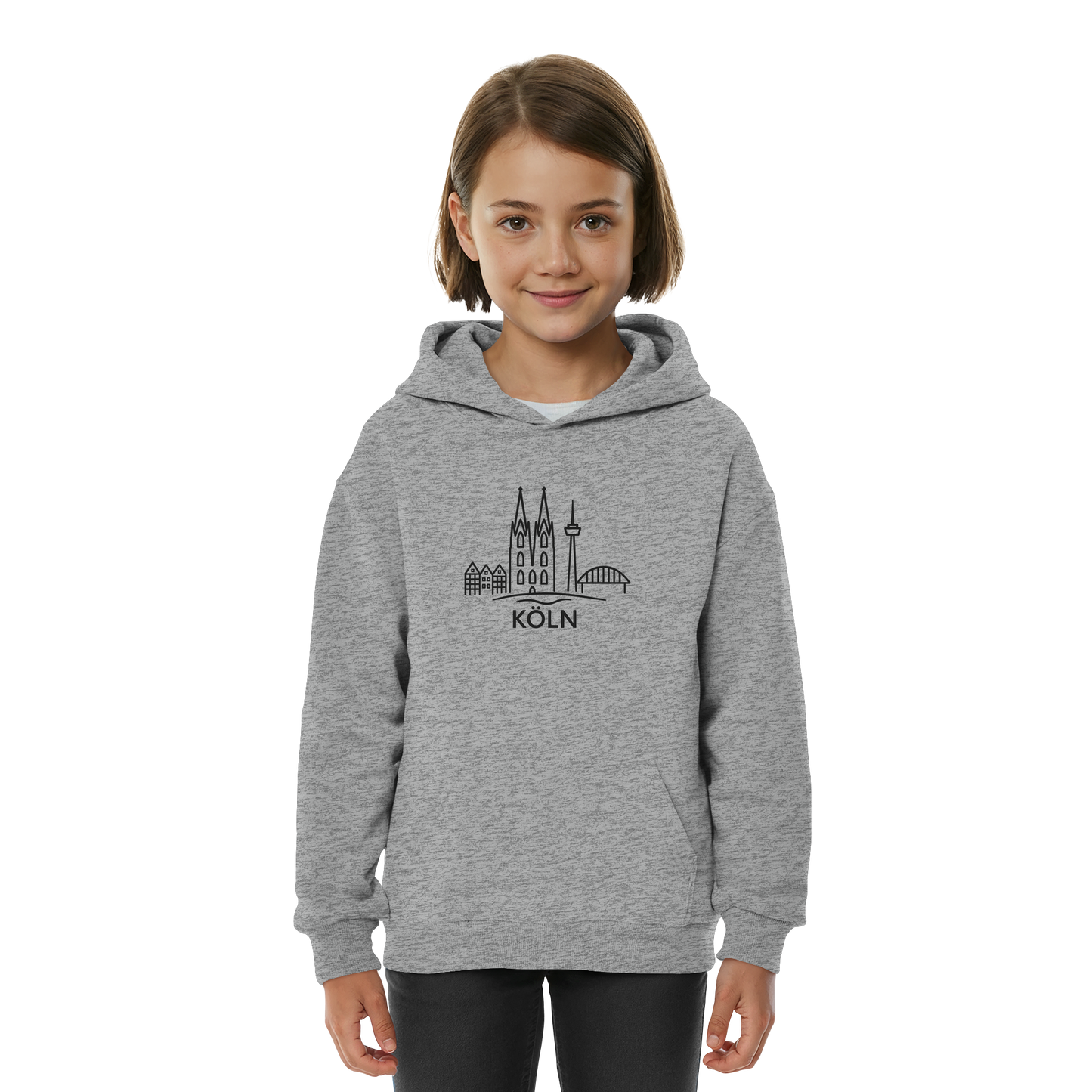 Köln Skyline (großer Druck auf der Brust) - Kids Basic Hoodie