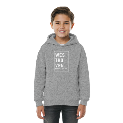 Westhoven Koordinaten (großer Druck auf der Brust) - Kids Basic Hoodie