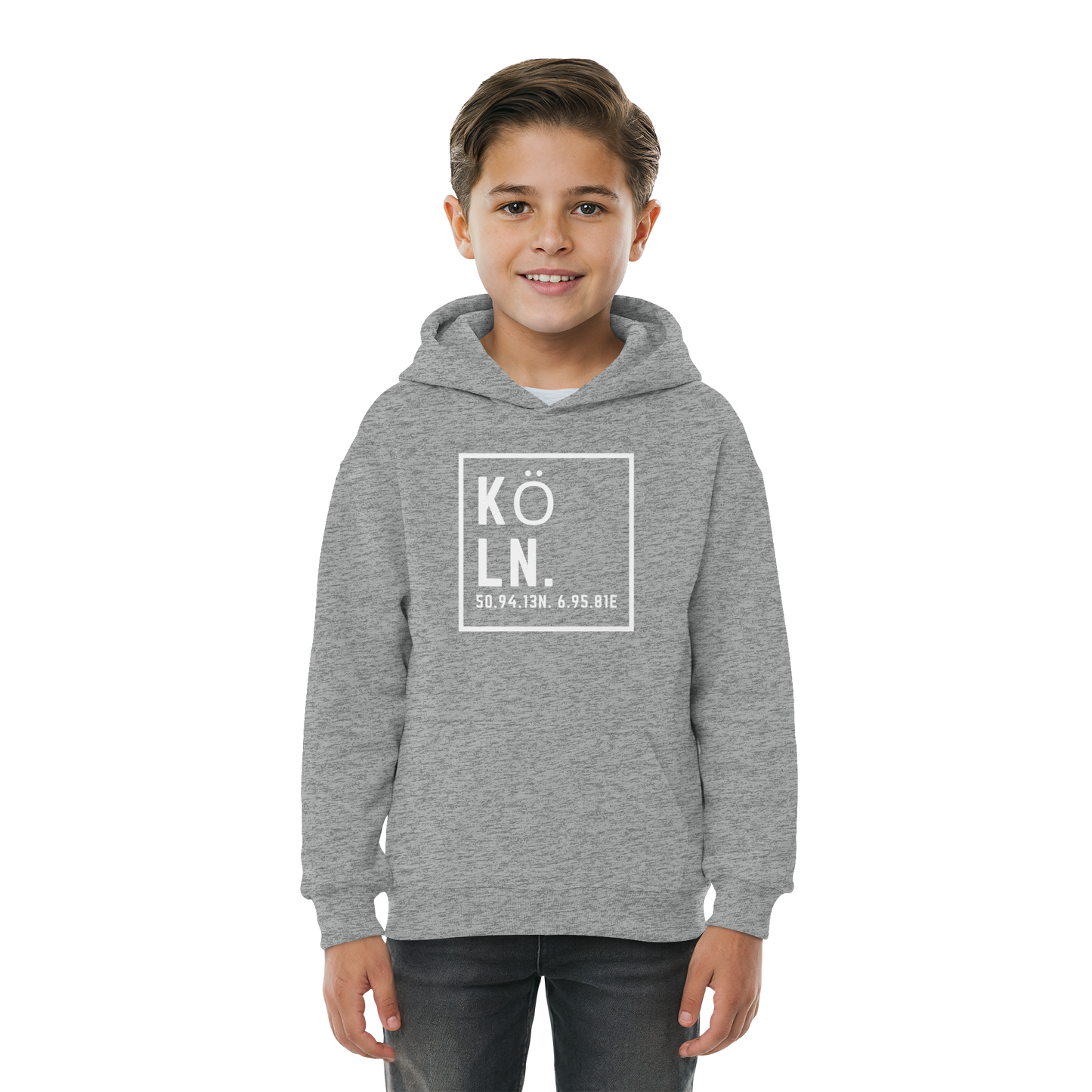 Köln Koordinaten (großer Druck auf der Brust) - Kids Basic Hoodie