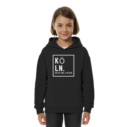 Köln Koordinaten (großer Druck auf der Brust) - Kids Basic Hoodie